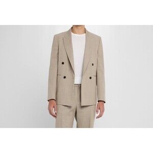 FRAME Suit Jacket Mens Size 40 Tan Khaki Double Breasted Blazer Wool $1298